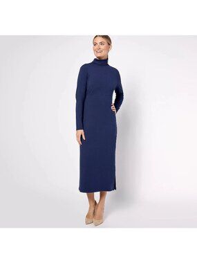 Women with Control Midi Dress Large Petite Finespun Jersey Tummy Control NEW